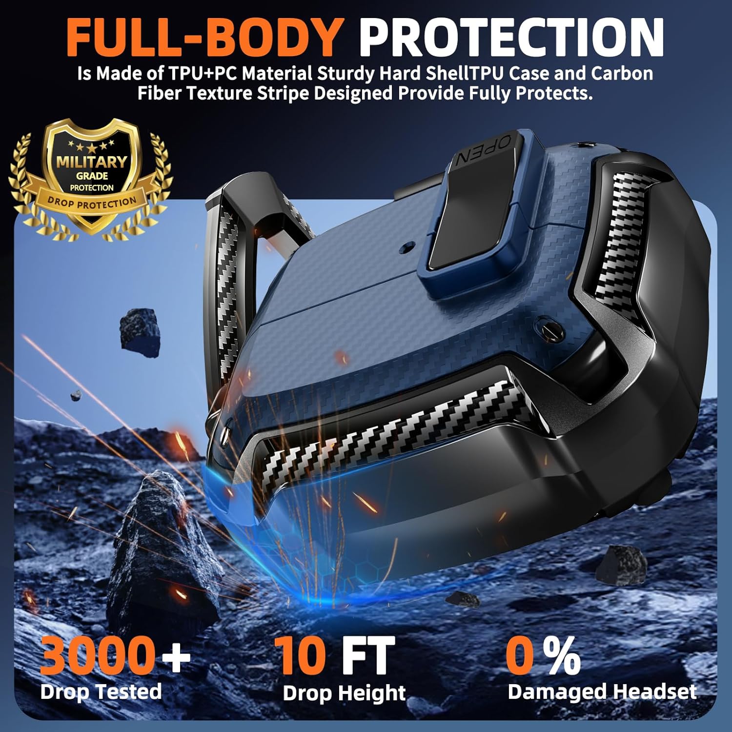 with Phone Stand for Samsung Galaxy Buds3 FE (2025) / Buds3 Pro (2024) / Buds 3 Case (2024),with Secure Lock Clip & Cleaning kit Full Body Shockproof Carbon Fiber Protection Design - Image 5