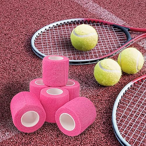 Miniatura 7 de 24 rollos de vendaje elástico autoadhesivo rosa, tela flexible transpirable no tejida, vendaje cohesivo no tejido, esguinces de tobillo, hinchazón,