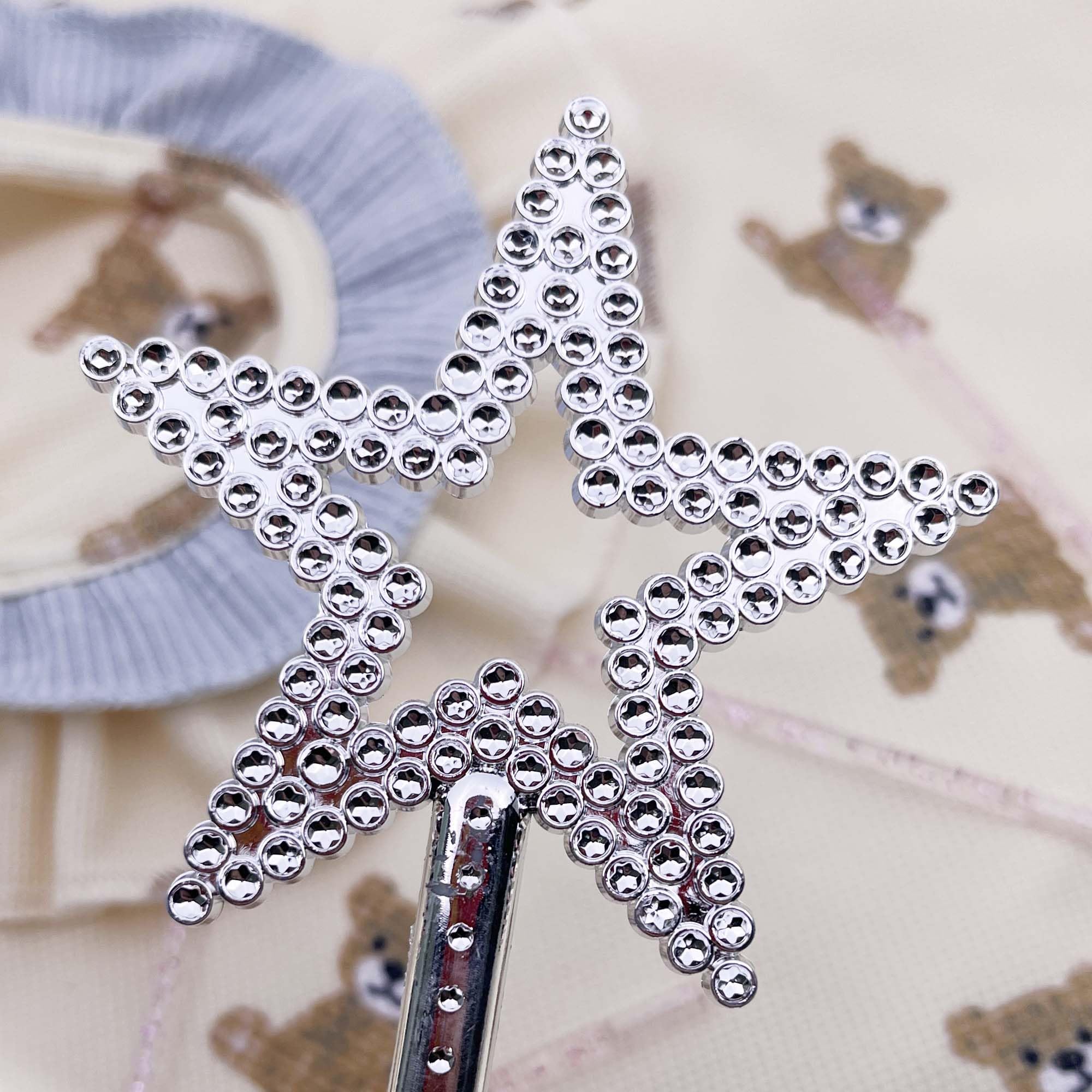 Varita de estrella de 13 pulgadas chapada en princesa, varita de estrella plateada para Halloween, Navidad, Acción de Gracias y actuaciones navideñas (plateada)