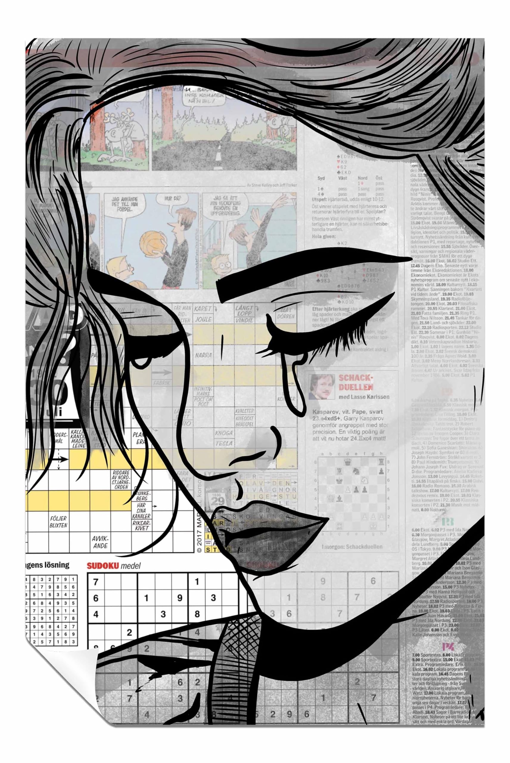 Panther Print Paper Girl Unframed Poster, Pictures for Home Walls, Bedroom, Living Room & Bathroom Decor 31x20cm (12x8in)