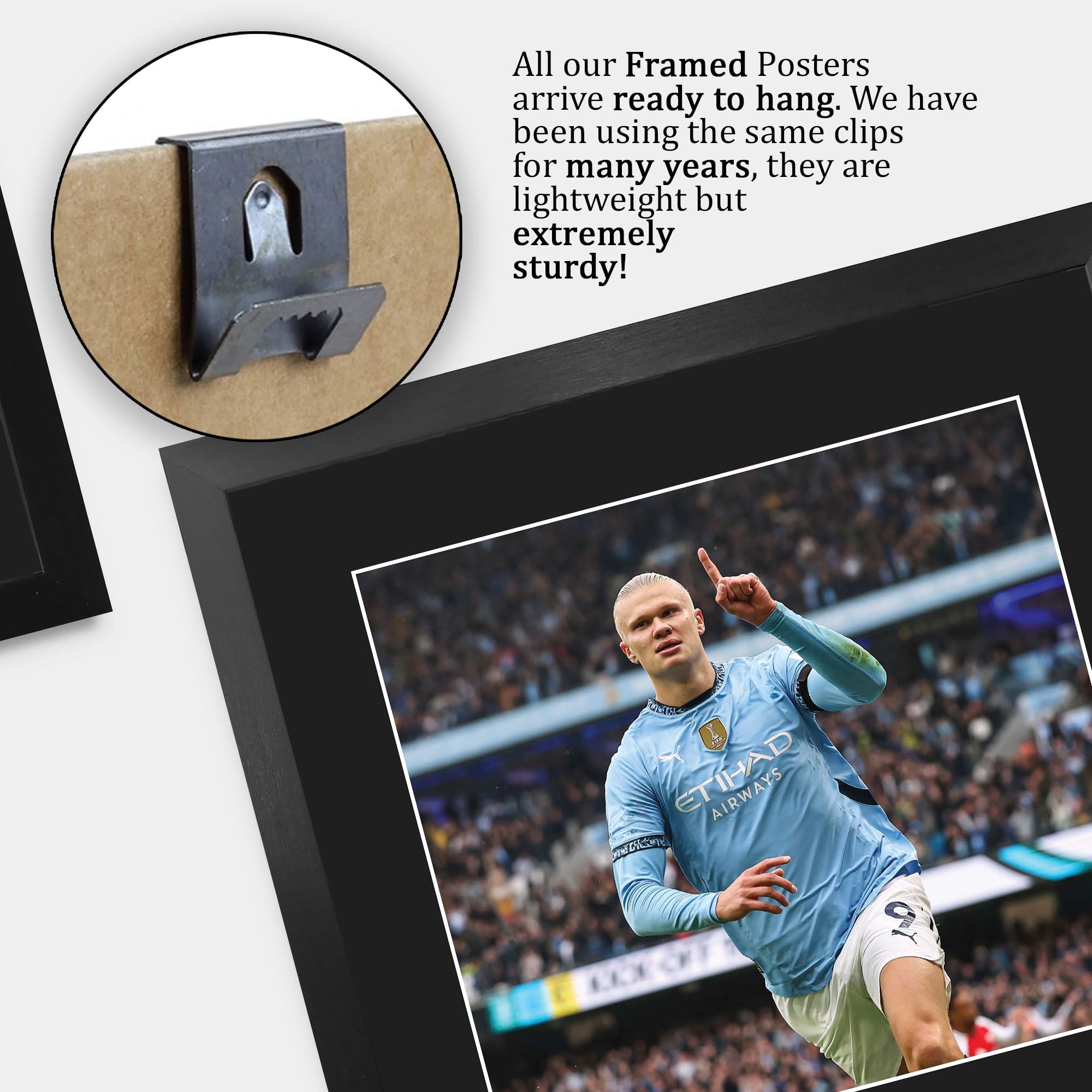 HWC Trading Erling Haaland Manchester City Prezenty Drukowane Podpisane Zdjęcie Z Autografem Dla Fanów Piłki Nożnej I Kibiców - A3 Portret Oprawione