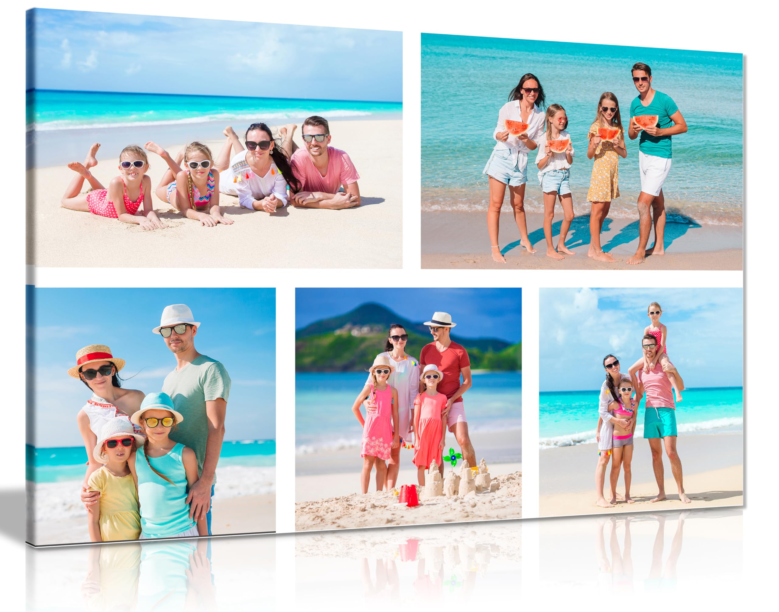 5 Photo Collage Landscape Personalised Canvas Print – Custom Photo Collage Wall Art – Multiple Sizes via “Customise Now” – Custom Printed Gift for Home & Occasions