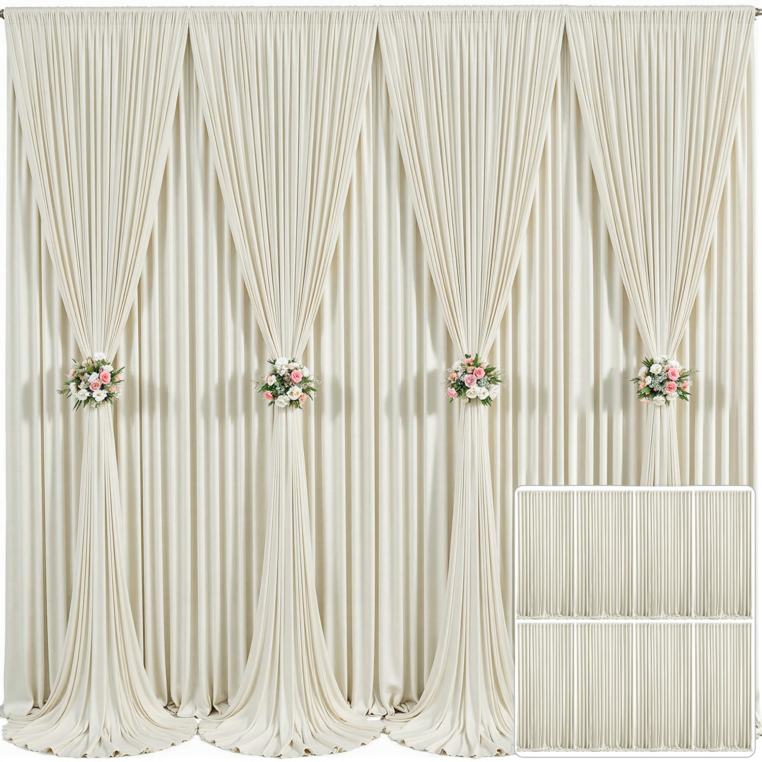 10x10 Champagne Backdrop Curtain for Parties Wedding Baby Shower Wrinkle Free Photo Curtains Backdrop Drapes Fabric Decoration for Bridal Shower 5ft x 10ft,2 Panels — view 55