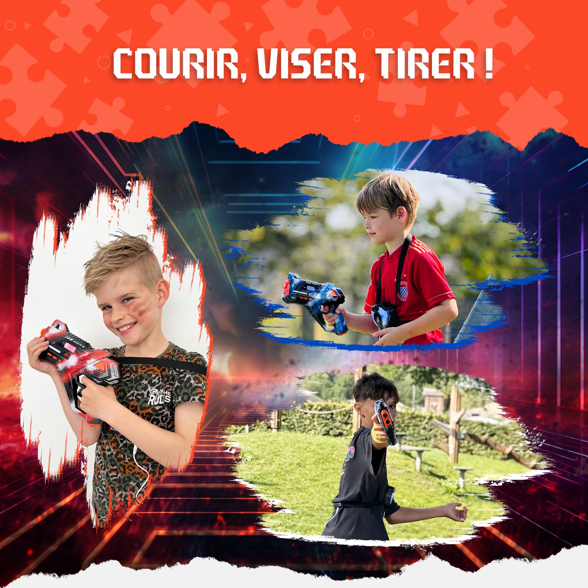 Laser Game Enfant Rechargeable 2 Pistolets avec capteurs 360°