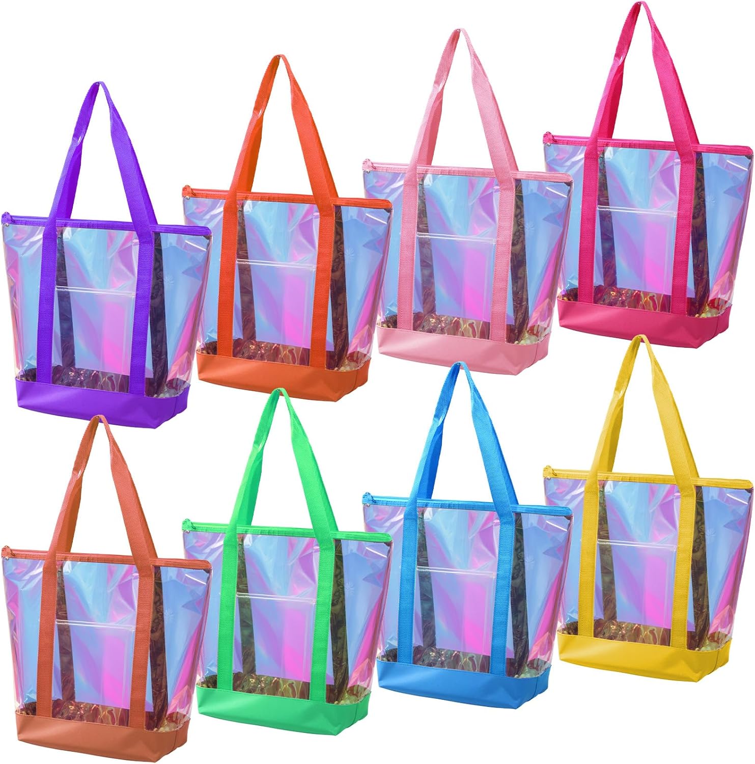 Reginary 8 Pieces Clear Tote Bags Shoulder Handbag Security Approved See Through Bag with Zipper Closure for Travel Work