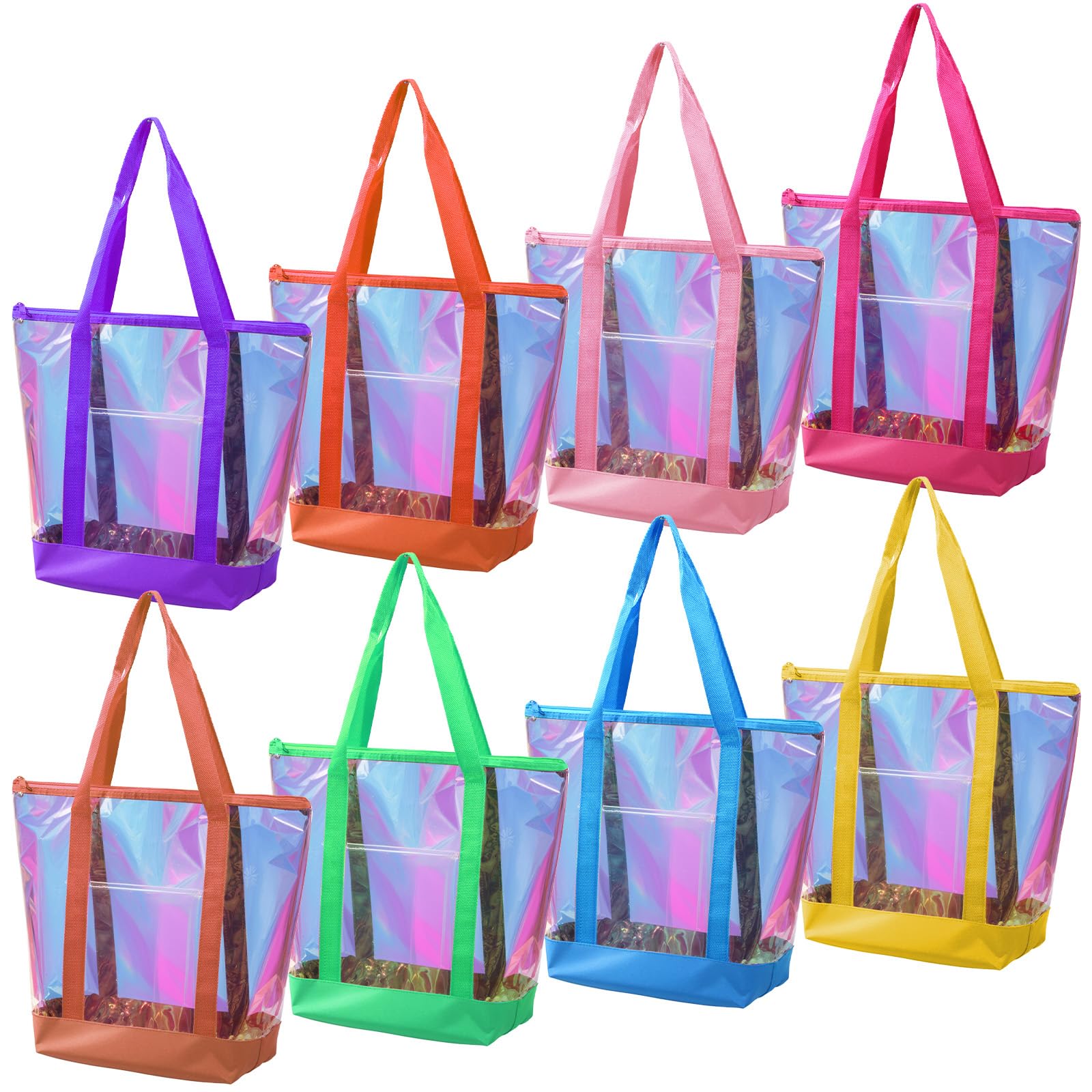 Reginary 8 Pieces Clear Tote Bags Shoulder Handbag Security Approved See Through Bag with Zipper Closure for Travel Work