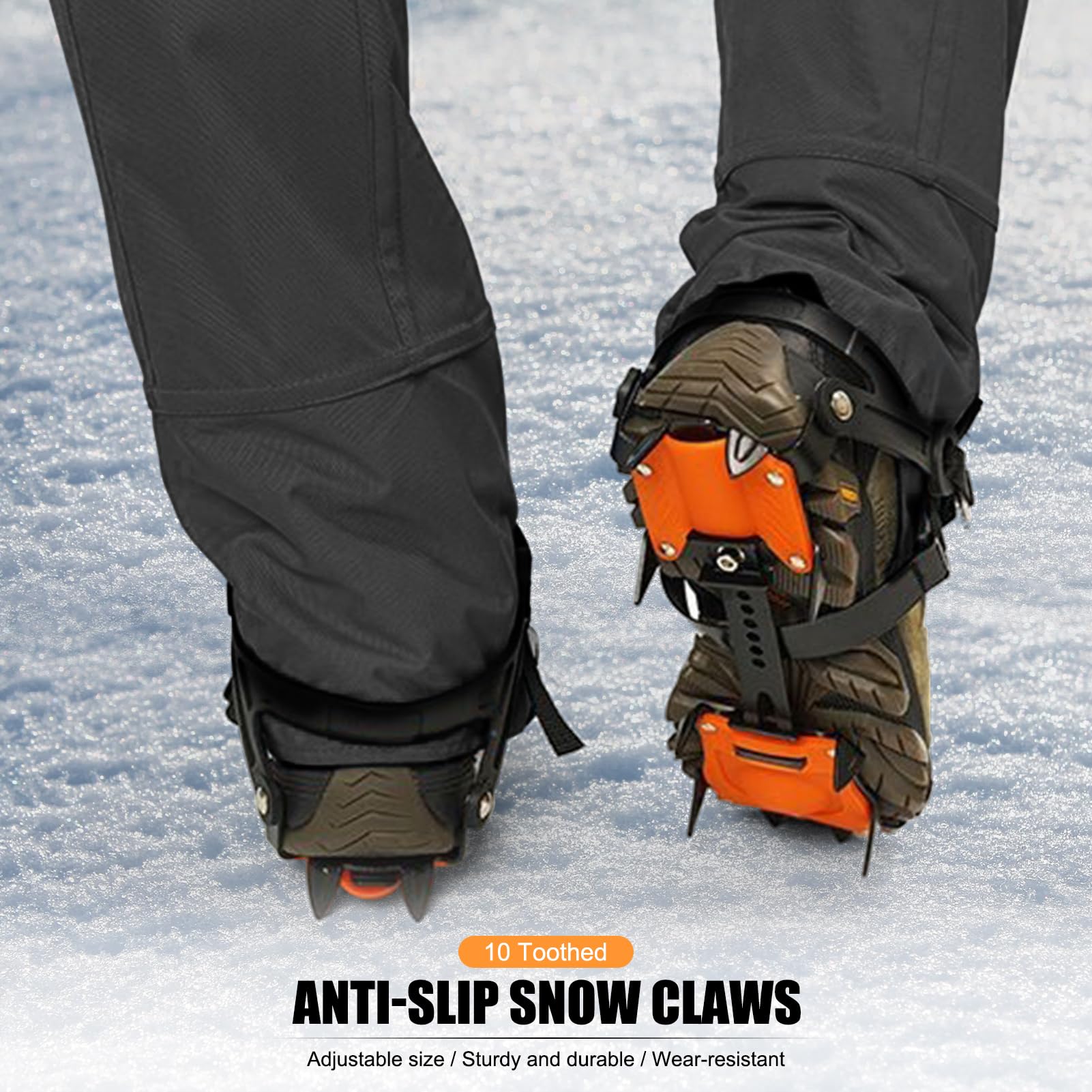 Crampones para Escalar en Hielo, Deportes al Aire Libre portátiles 10 Crampones dentados para Nieve, Pinza de Hielo Antideslizante