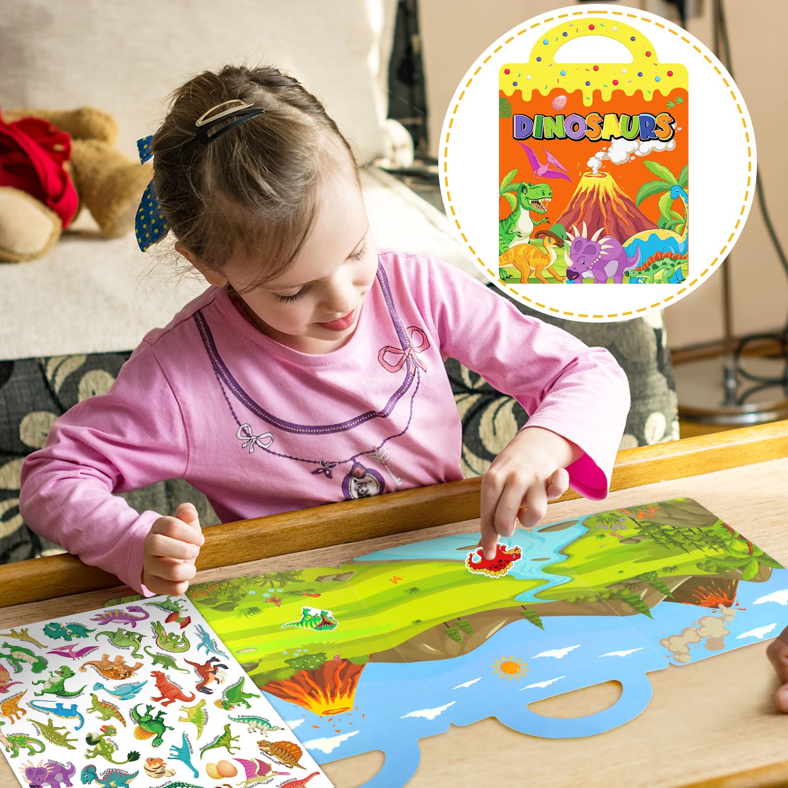 Lemicin Dinosaur Reusable Sticker Book - Image 4