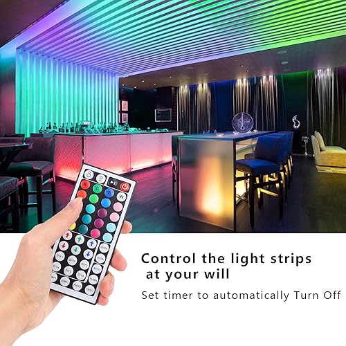 Miniatura 6 de SUPERNIGHT Controlador de tira LED RGB, caja de controlador RGB de 2 puertos con control remoto IR de 44 teclas, controlador LED DC12V-24V para tira