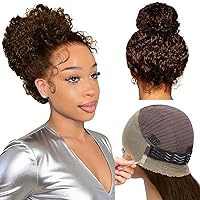 Vista 20 de Pull Go - Pelucas de cabello humano rizado birmano completo de 13x6, sin pegamento, pre despuntadas, pre cortadas, densidad 210, encaje frontal HD