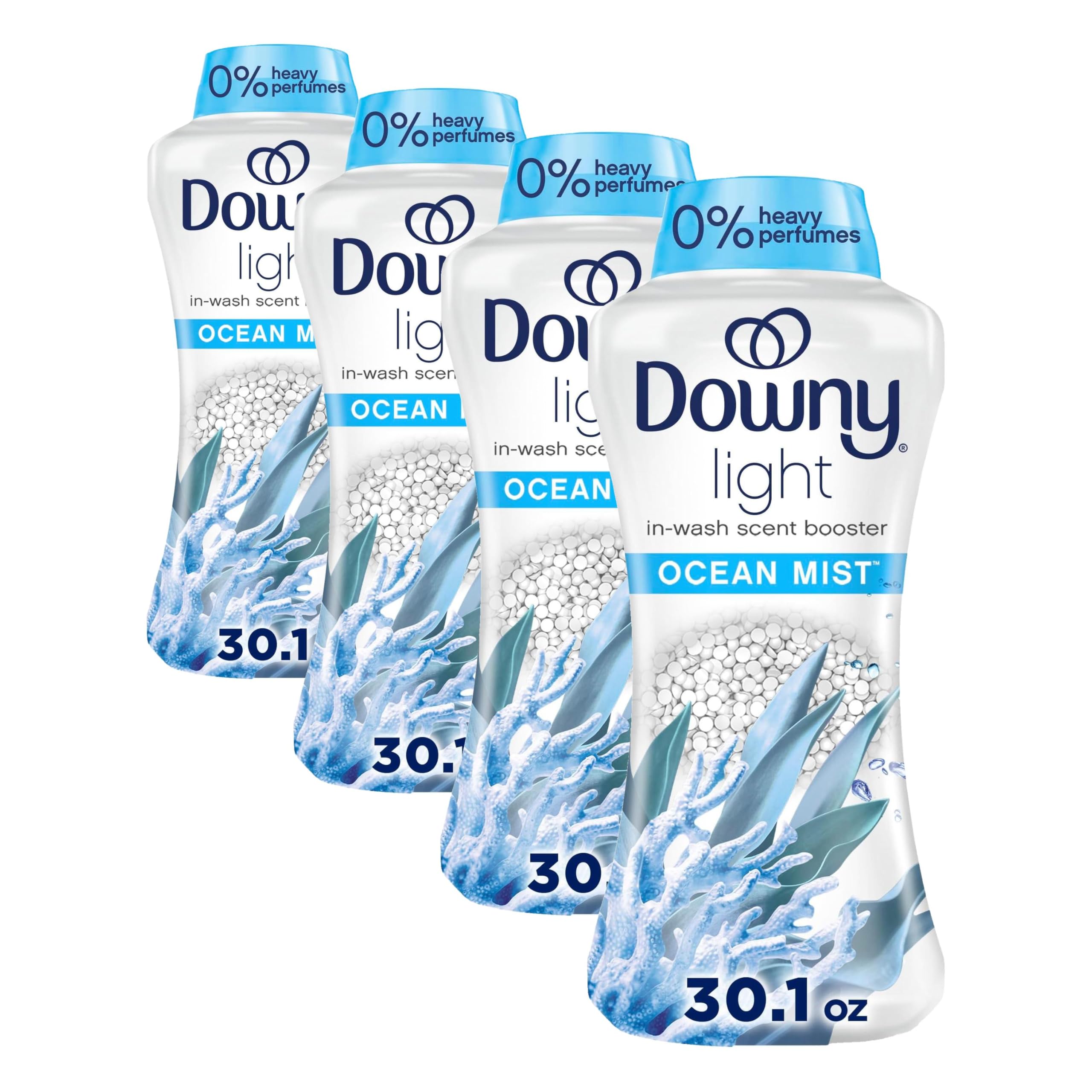 Downy Light Laundry Scent Booster Beads, Ocean Mist, 30.1 oz (Pack of 4) | Gentle, long-lasting freshness - main product image