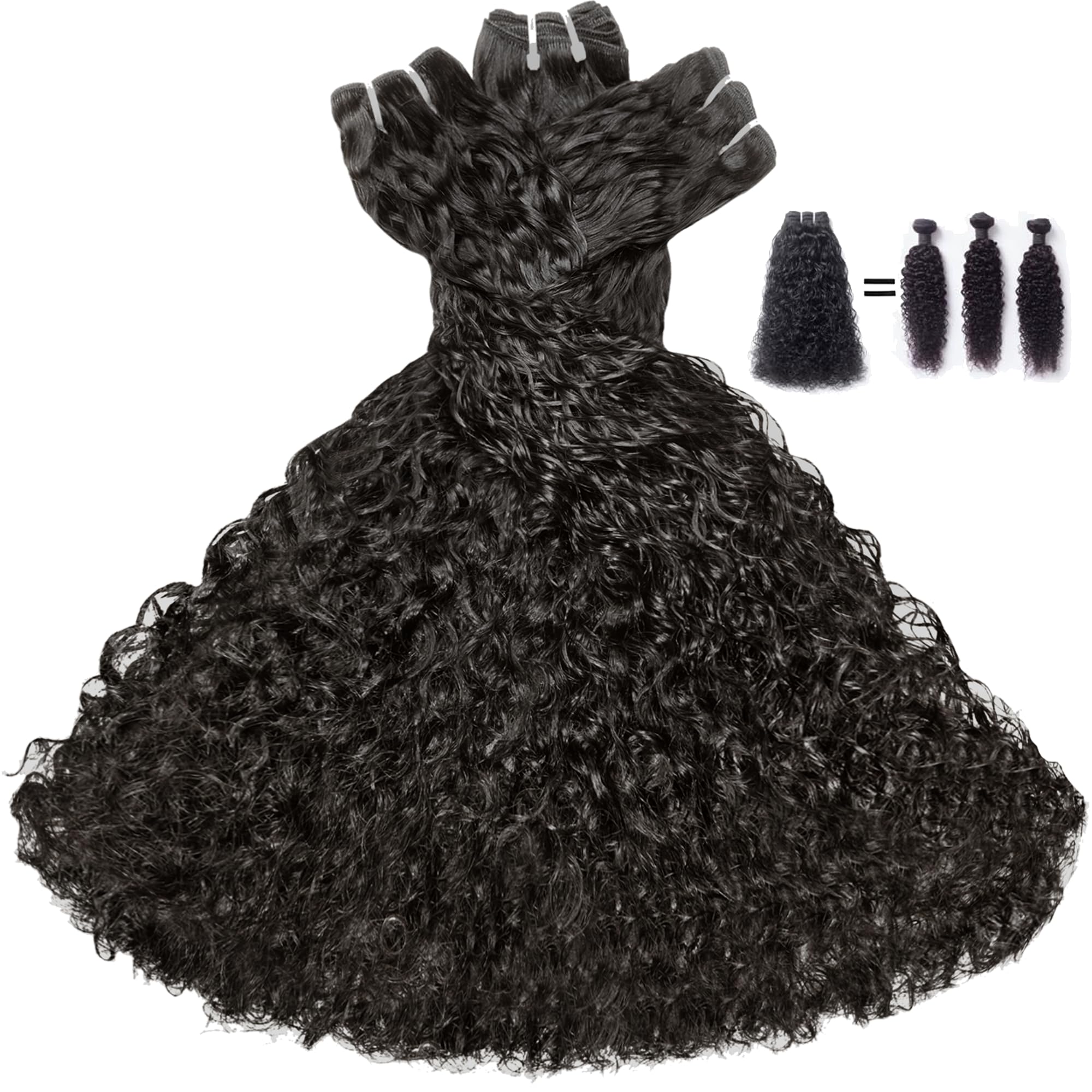 TRIIPPY Water Wave Bundles Human Hair,Curly 3 Bundles by 100% Raw Cambodian Human Hair,Triple Lifespan Over Regular Virgin Hair Bundle,No.1 Raw Hair