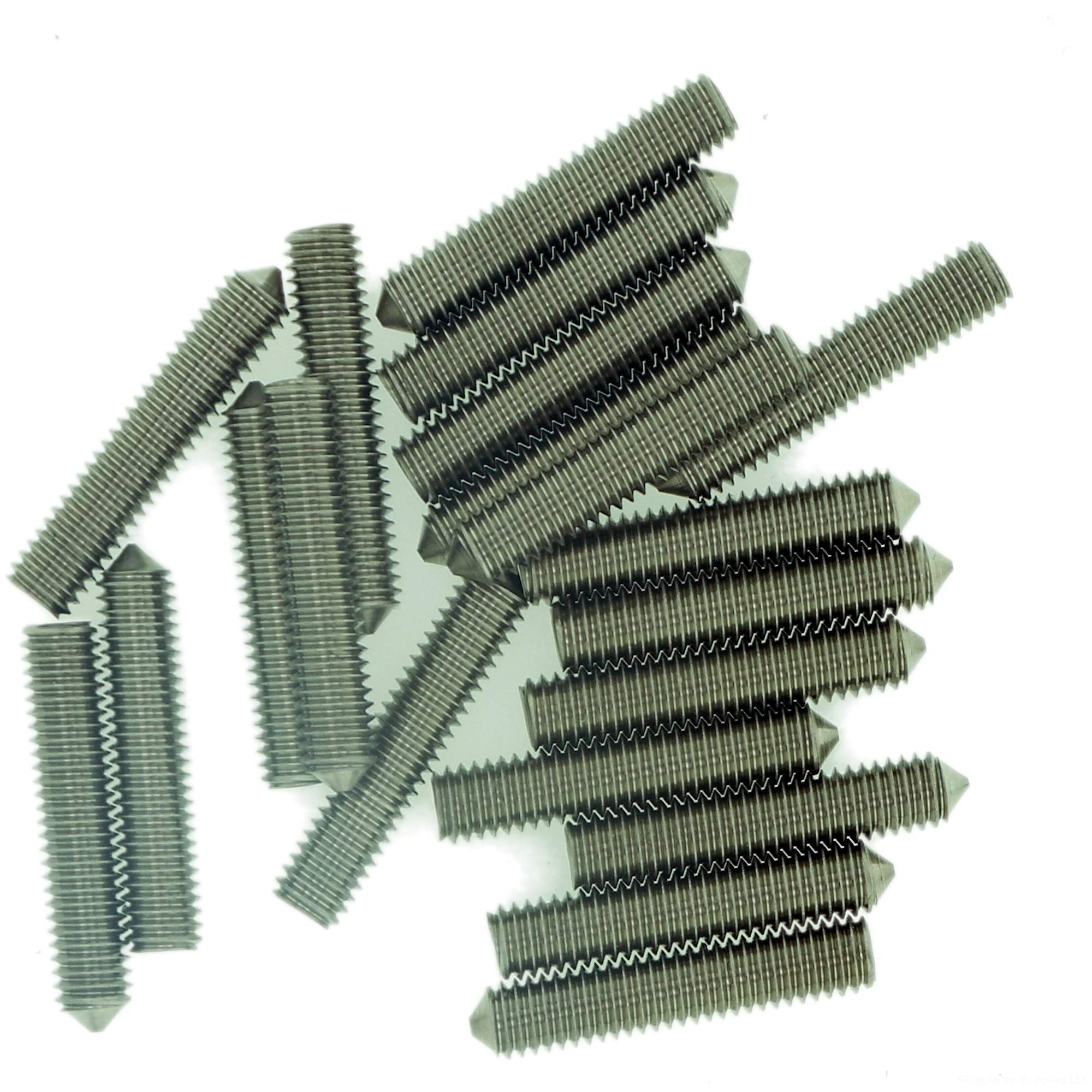 Singularity Supplies M6 (6Mm X 12Mm) Hex Socket Grub Screw (Cone Point) - Stainless Steel (A2) (Pack Of 20)