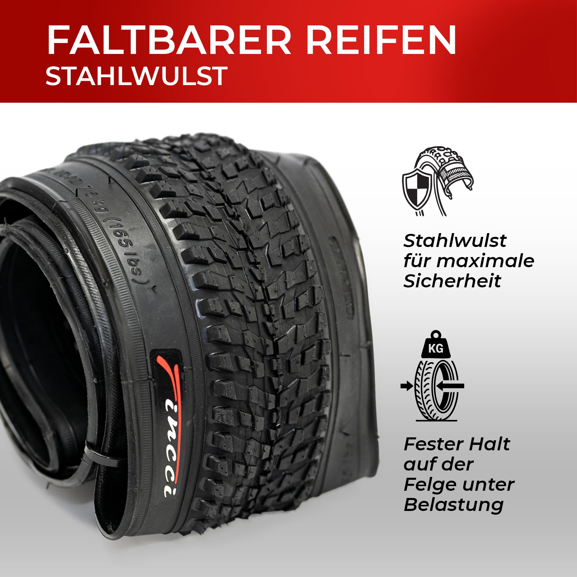Fincci Fahrradreifen 20 Zoll – 2er Pack Faltbare MTB Reifen 20 x 1.95 Zoll mit 2X 20 Zoll Schrader Schlauch, FahrradMantel 53-406 für Kinder, Teenager & Erwachsene, BMX, City, Road & MTB & Dreirad