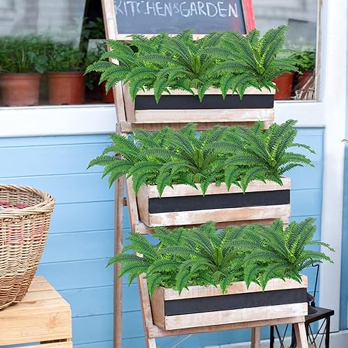 Miniatura 3 de Alkmaar Plantas artificiales de helecho Boston de 15 pulgadas, arbustos que no se decoloran, plantas artificiales, arbustos, vegetación, resistentes