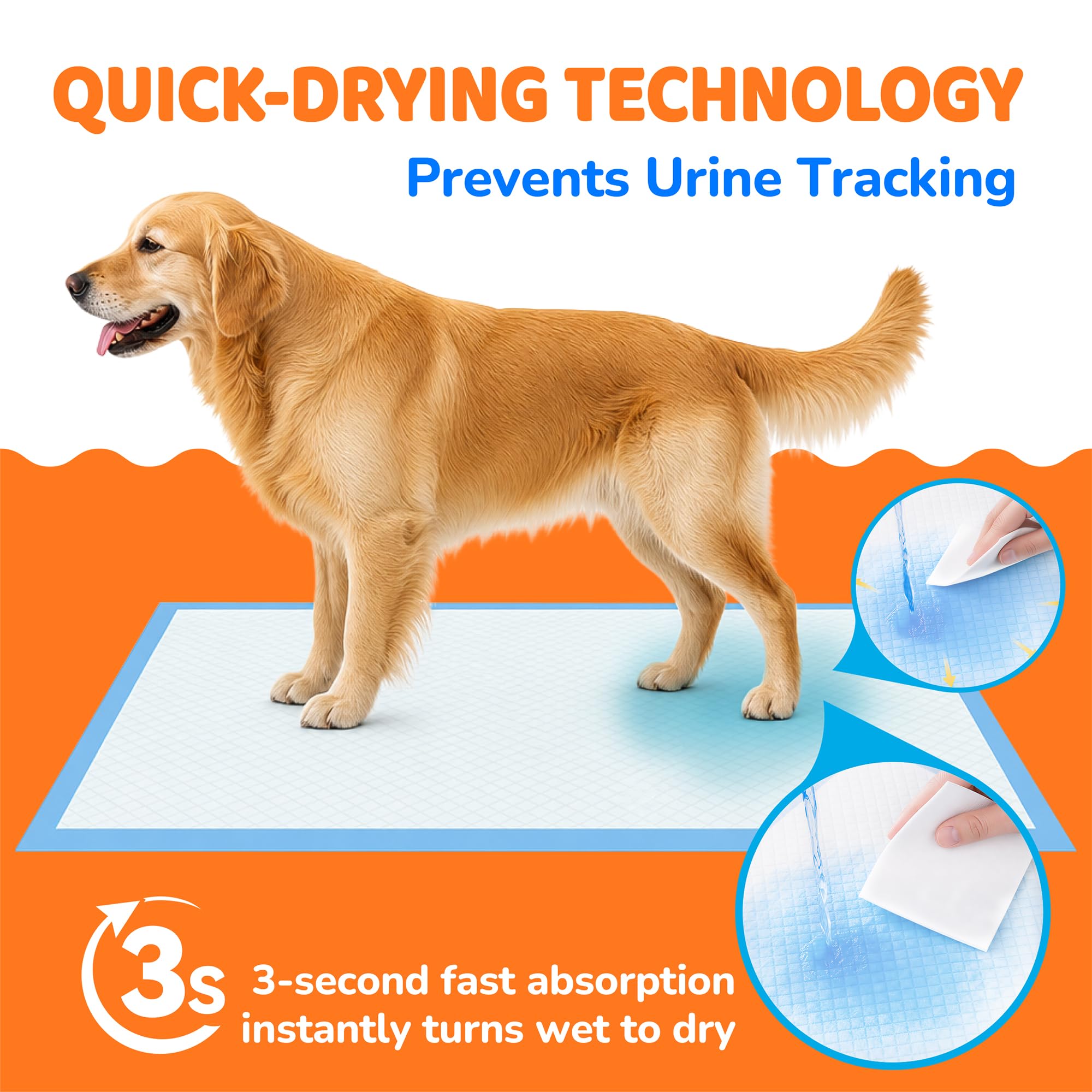 JOINPADS Dog Pee Pad, Puppy Potty Training Pet Pads Dog Pads Extra Large Disposable Super Absorbent & Leak-Free Pee Pads 28"x34" 3