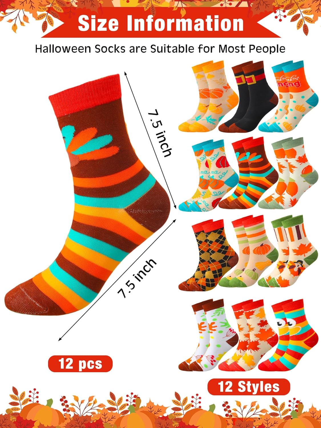 12 Pairs Christmas Socks Novelty Santa Snowman Reindeer Snowflakes Xmas Crew Sock Gifts for Women Men - Image 3