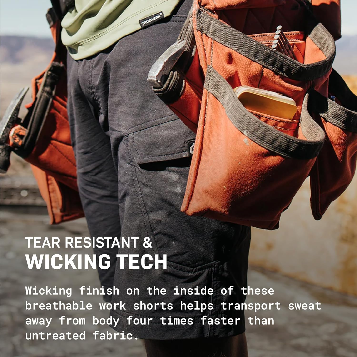 TRUEWERK Men’s Work Shorts - T1 Werkshorts, Moisture Wicking, Multi-Pocket, Tactical Cargo Shorts with 4-Way Stretch - Image 4