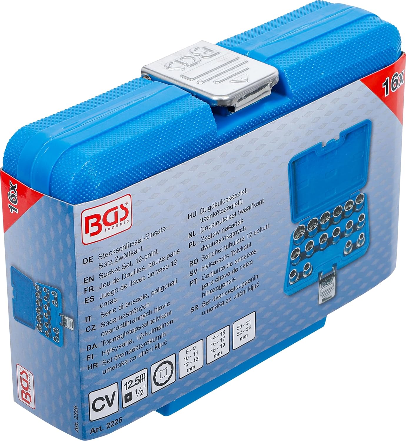 BGS 2226 | Socket Set, 12-point | 12.5 mm (1/2") Drive | 8-24 mm | 16 pcs.