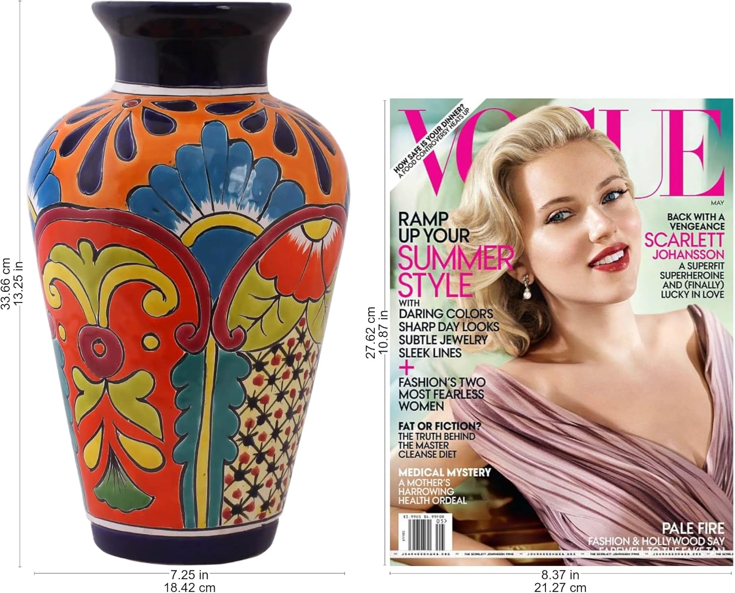 NOVICA Artisan Handcrafted Ceramic Vase Talaverastyle in Mexico Multicolor Vases Floral Hacienda Painted [13.25in H x 7.25in Diam.] ' Floral Display'