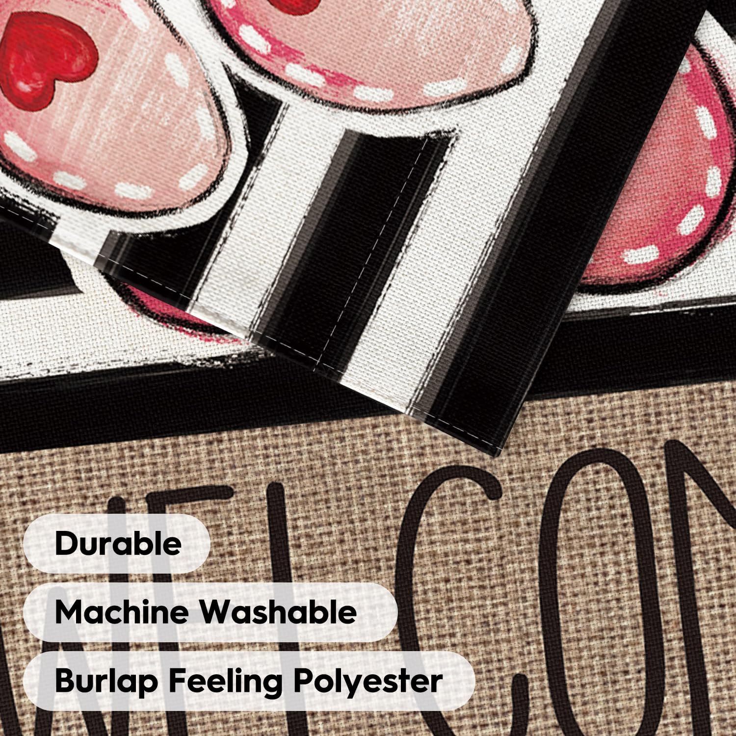 AVOIN colorlife Paw Print Love Hearts Valentines Day Garden Flag 12x18 Inch Double Sided, Welcome Stripes Rustic Yard Outdoor Decoration - Image 7