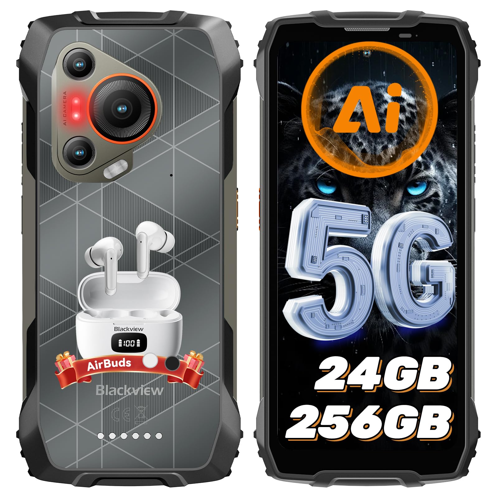 BL7000 AI 5G Rugged Phone Android 15, 24GB+256GB/2TB MTK Dimensity 6300, 6.78" FHD+ 120Hz, 50MP + Night Vision 20MP, 7500mAh/33W, Rugged Smartphone Dual SIM/T-Mobile/NFC/OTG/IP69K Waterproof