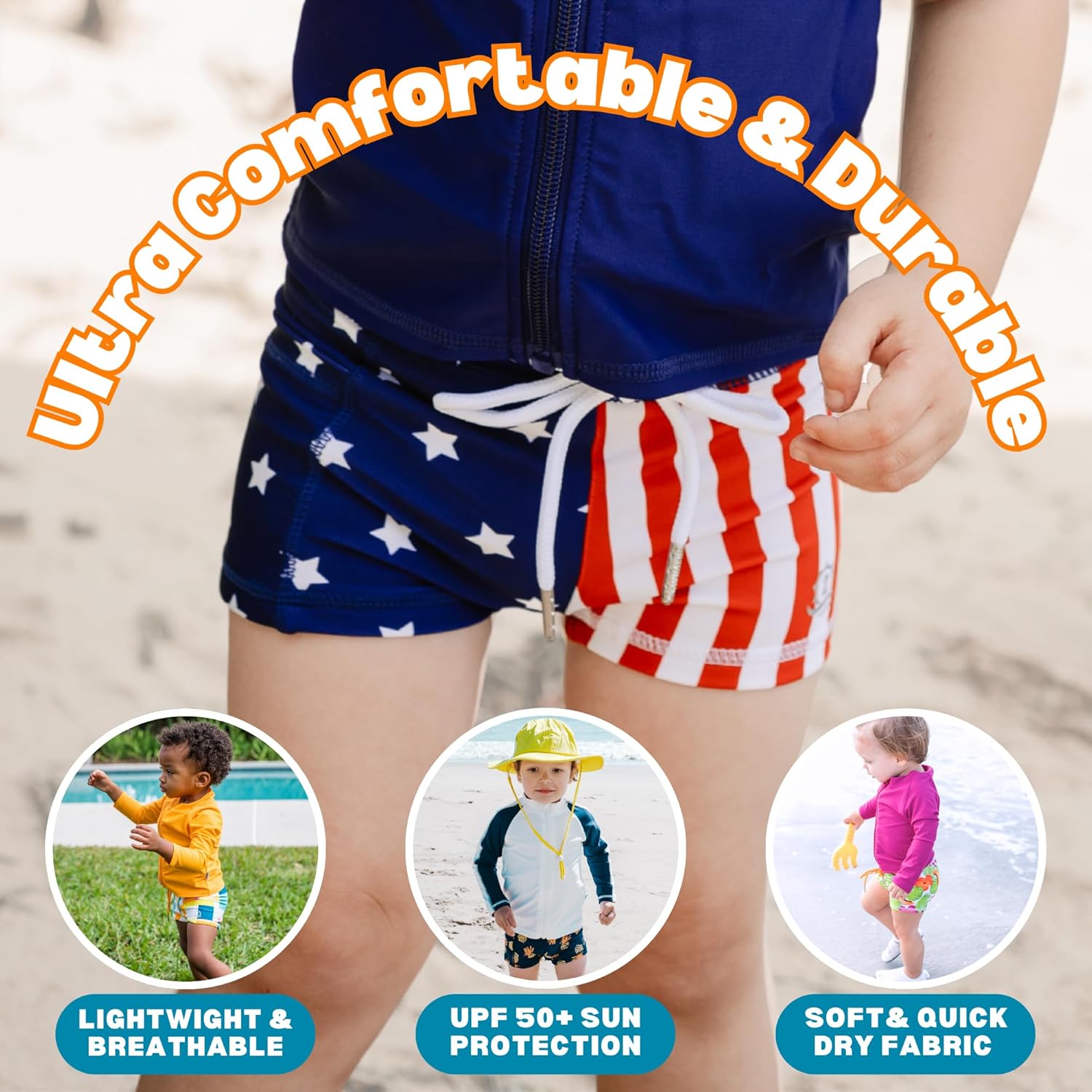 SwimZip Shorties - UPF 50+ Swim Shorts - Baby, Toddler, and Kids - Boys' or Girls - Image 5