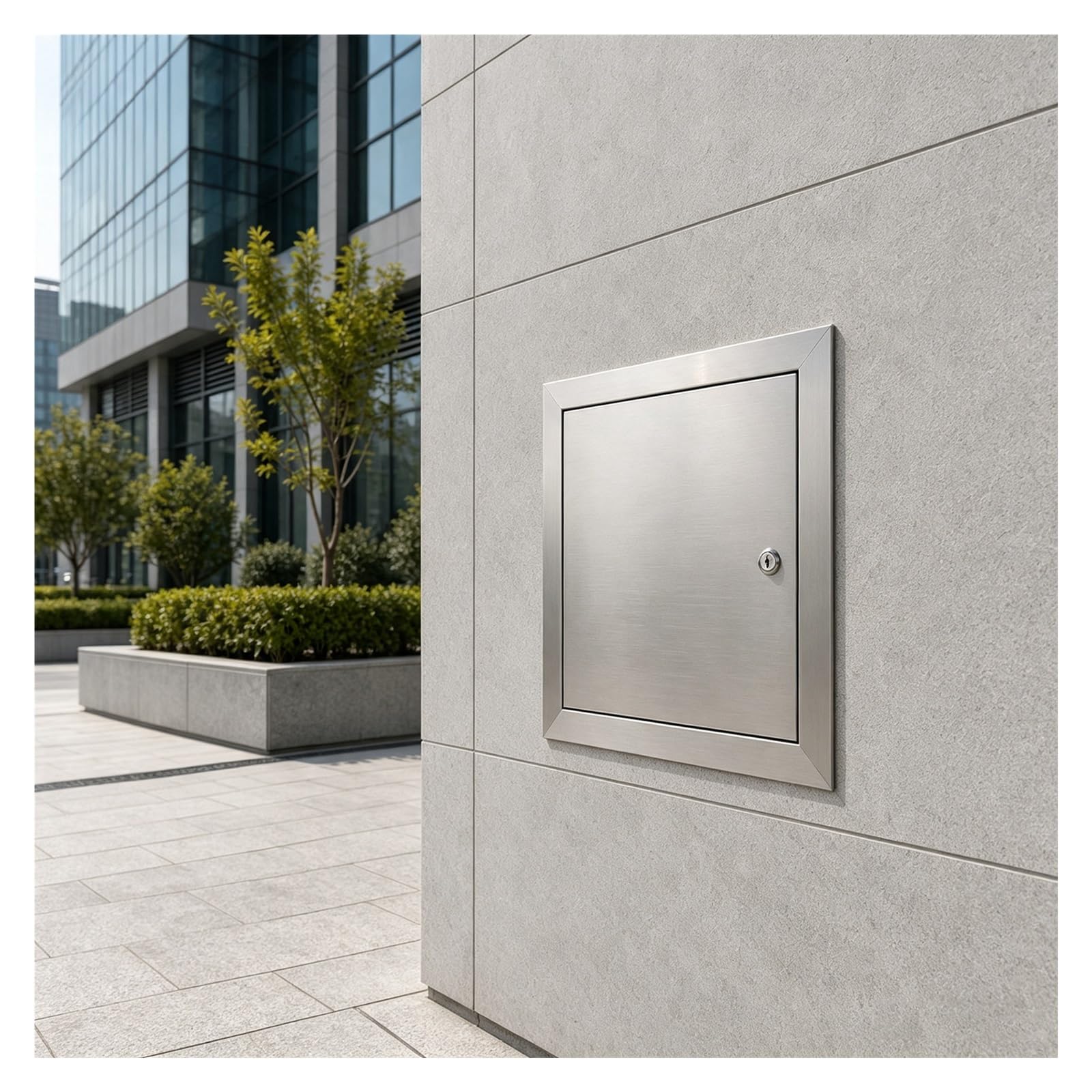 ZJKXJH Access panel Outdoor Stainless Steel Access Panel with Lock, Embedded Access Doors for Future Maintenance, Customizable Inspection Doors, Waterproof(Hole 45x45cm/17.7"x17.7")