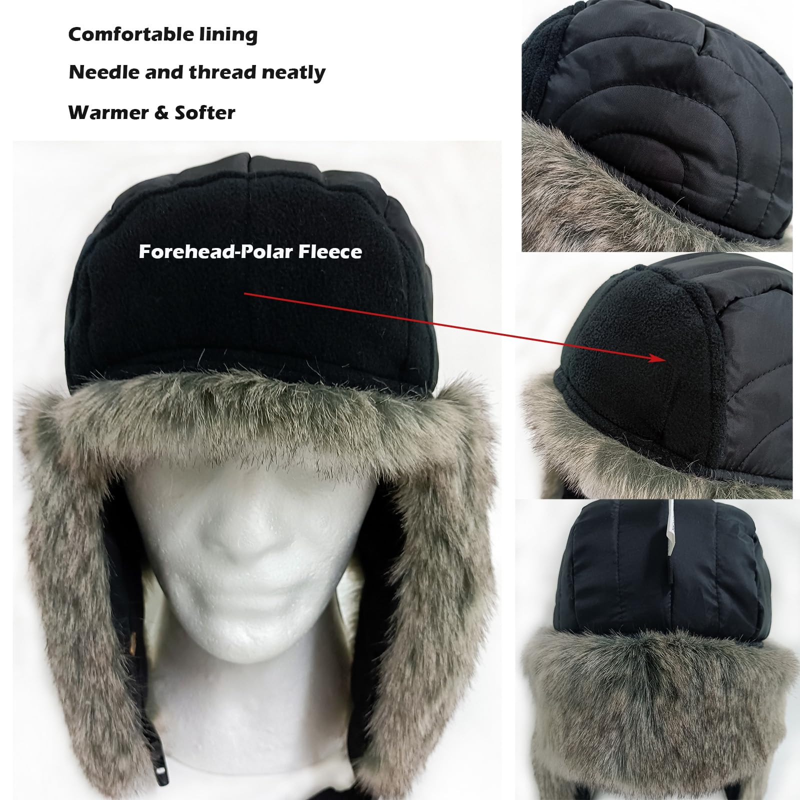 HEYANN Czapka Ushanka, Zimowe Czapki Trapper dla Mężczyzn Kobiet Sztuczne Futro, Rosyjski Styl Eskimosów Ciepłe Miękkie Futro Podszewka Czapki