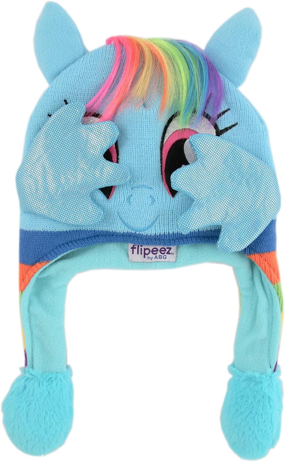 My Little Pony Winter Hat – Floppy Ear Hat with Moving Wings for Kids – Fun Jumping Wings with Ear Flaps That Move – Warm Fleece & Sherpa Lining for Kids 4-7