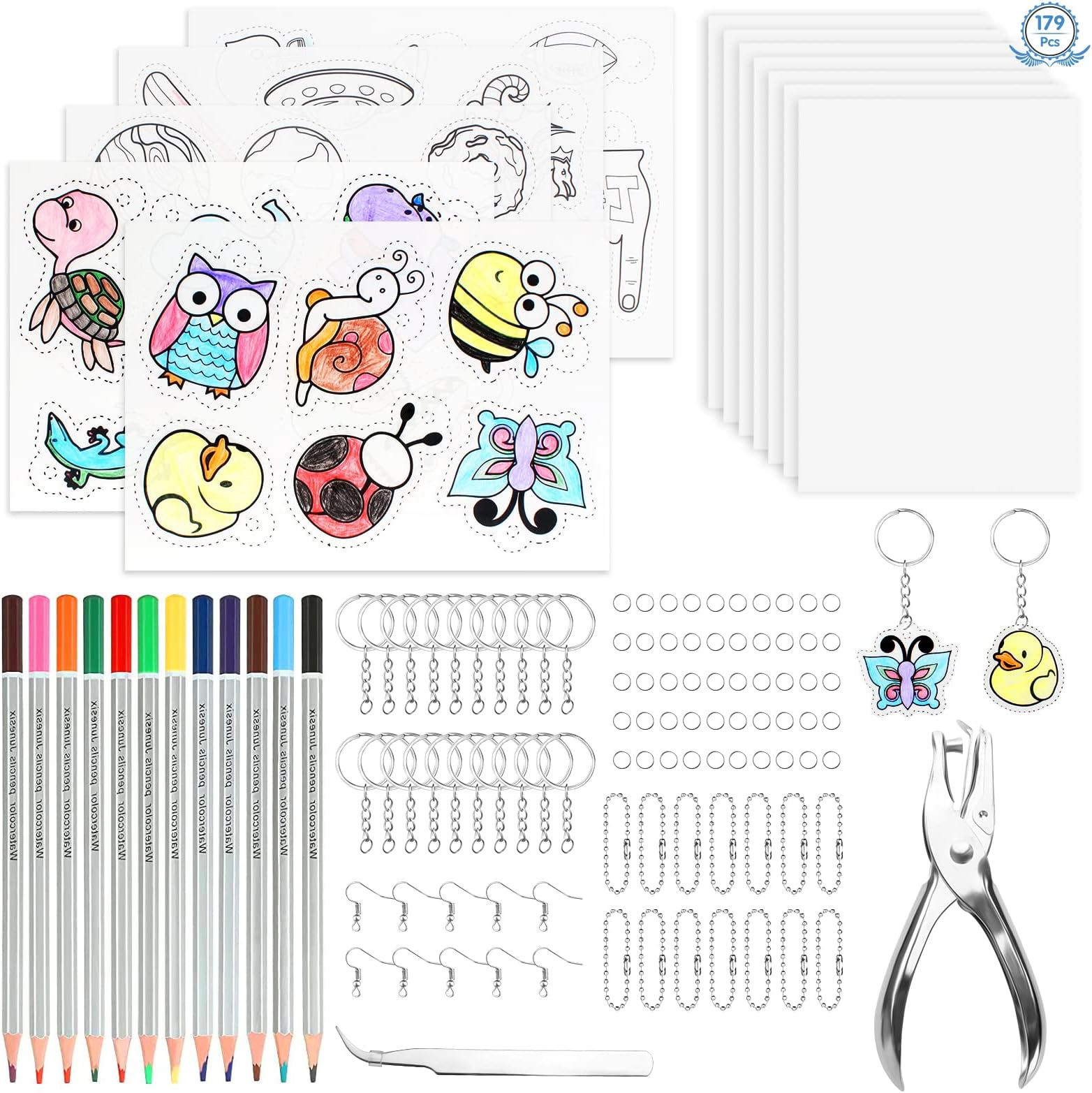 Kit Papier Fou Rétractable 225 Pièces – 25 Feuilles A4, 100 Porte-clés, 100 Anneaux – DIY Créatif Pour Enfants Et Adultes