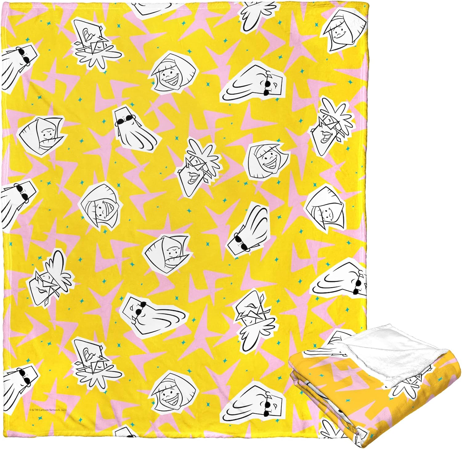 NORTHWEST Cartoon Network - Johnny Bravo Silk Touch Throw Blanket, 50" x 60", Johnny and Friends