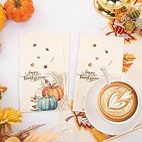 Vista 4 de Hioasis 100 servilletas de otoño, 3 capas desechables estilo calabaza de Acción de Gracias, suministros de fiesta de otoño de cosecha de otoño