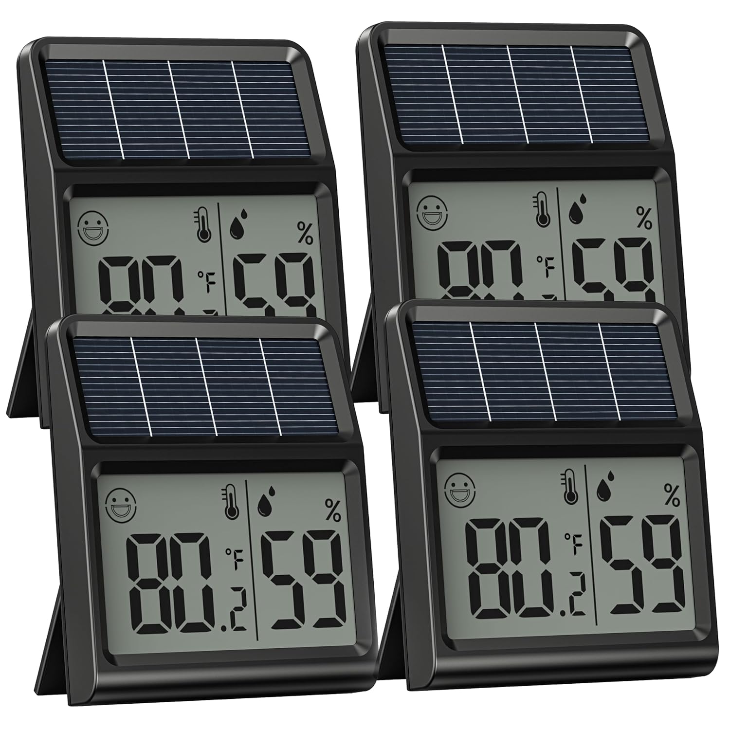 Digital Indoor Thermometer & Hygrometer, Light Powered (No Rechargeable Batteries Runs Only on Real-time Light Exposure) Solar Indoor Temperature and Humidity Monitor, Humidity Gauge