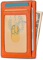Vista 75 de Buffway - Billetera delgada minimalista de cuero con protección RFID para hombre y mujer Café Lichee