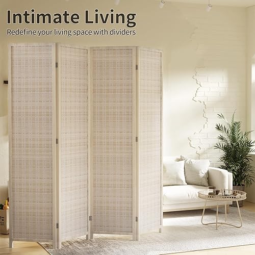 Miniatura 3 de Divisor de habitación, pantalla de privacidad plegable, 4 paneles de 72 pulgadas de alto, divisor de separación de habitación, diseño de malla de