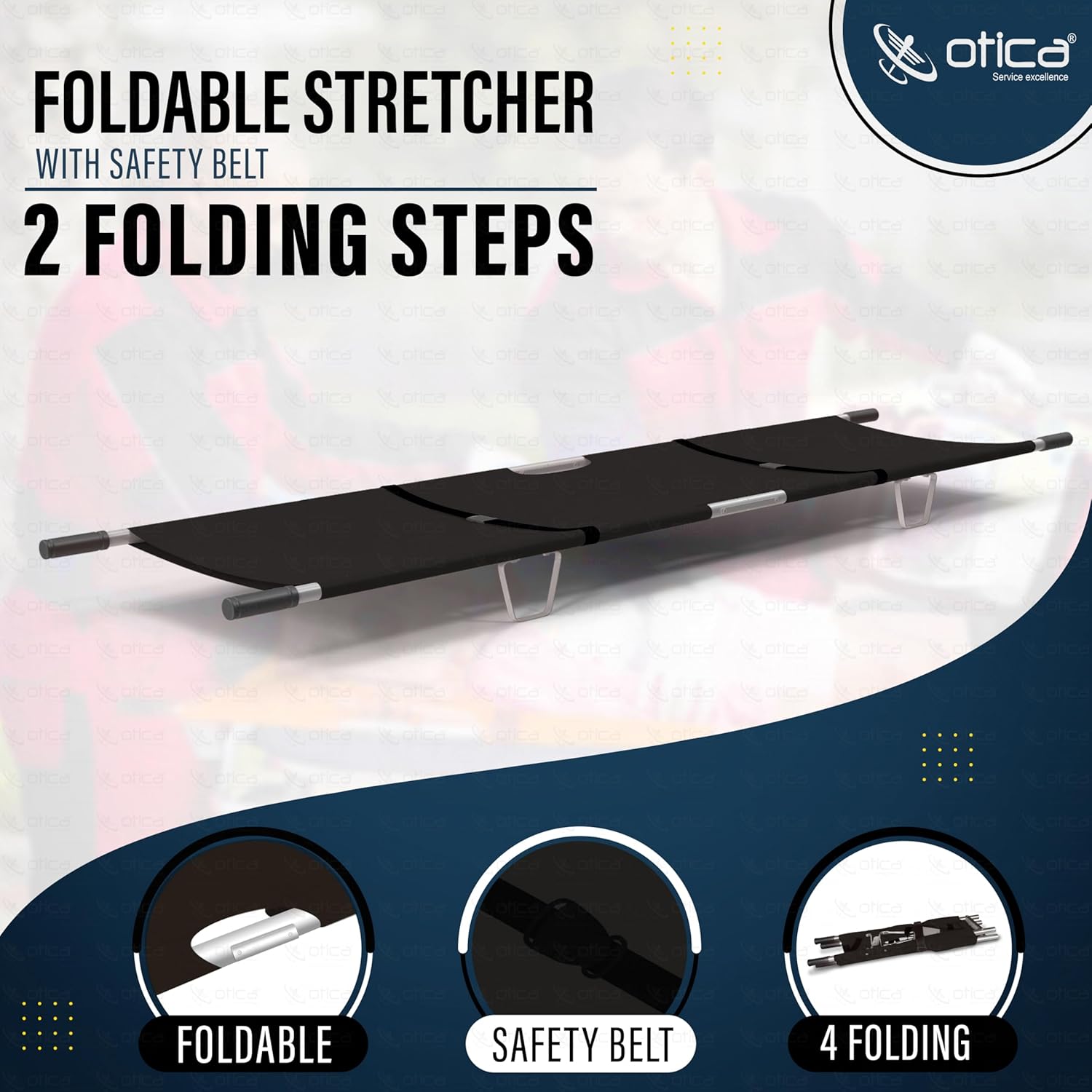 Otika foldable stretcher for patient shifting - Use of ambulance with portable and safety belt for emergency hospital (aluminum, black, twice) Otika foldable stretcher for patient shifting - Use of ambulance with portable and safety belt for emergency hospital (aluminum, black, twice)