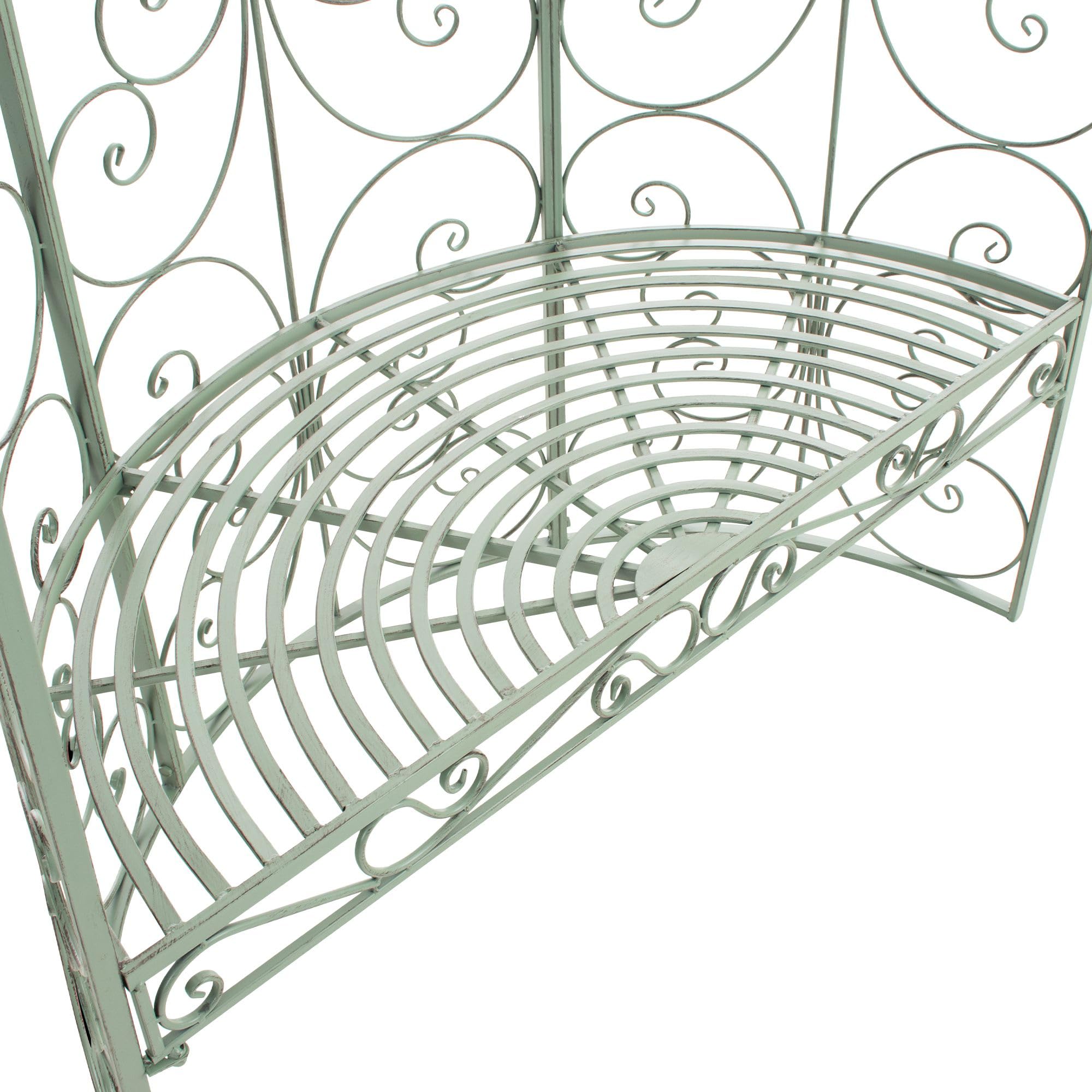 Pergola Semiluna Ferro CLP Gazebo Padiglione Giardino con Panca Antico Verde 200 kg