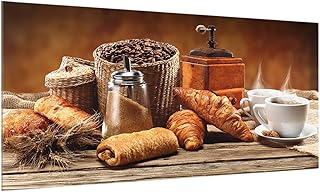 Bilderwelten Paraschizzi in Vetro - Breakfast Table - Orizzontale 1:2,Paraschizzi Cucina Pannello paraschizzi Cucina paraspruzzi per Piano Cottura Pannello per Parete, Misura (AxL): 40cm x 80cm