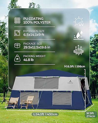 Miniatura 2 de Tiendas inflables de 14.1 x 6.5 x 9 pies para campamento, tienda de campaña portátil para 6810 personas, impermeable, resistente al viento, fácil