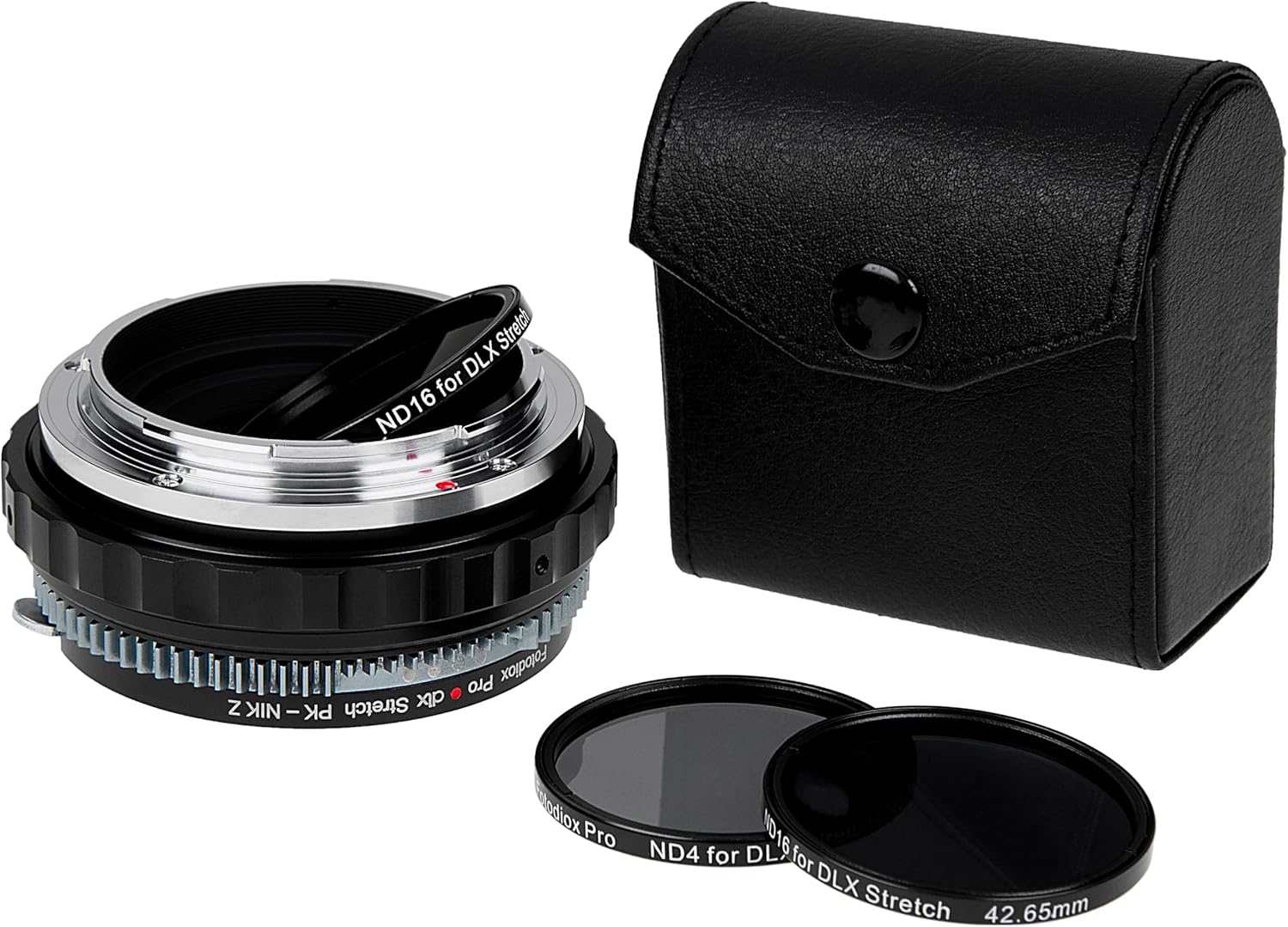 Fotodiox DLX Stretch Adapter Compatible with Pentax K/KAF Lens for Nikon Z-Mount Cameras, Featuring Macro and ND Filter Capabilities