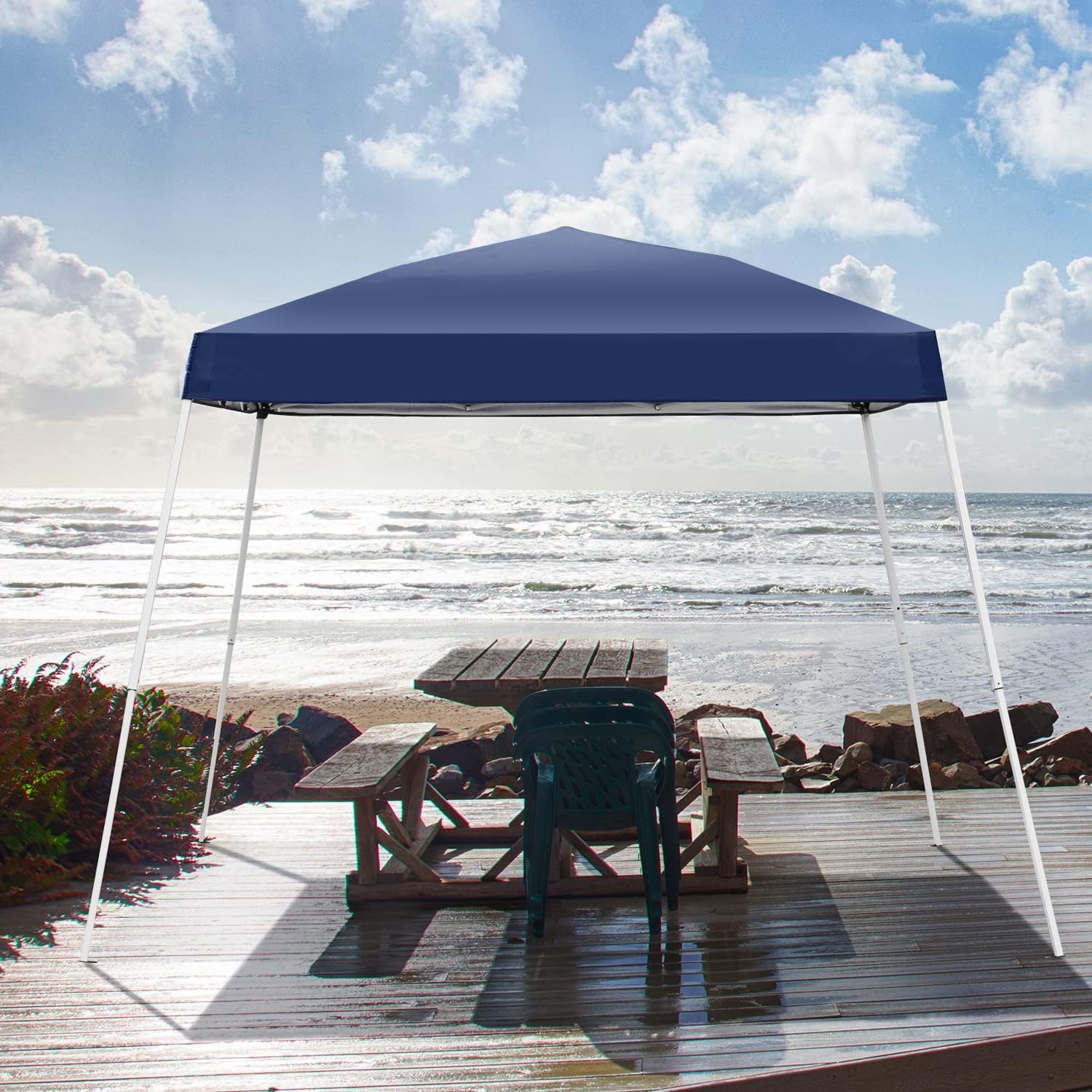 GDY Outdoor 8x10 Ft Pop Up Canopy Tent,Portable Instant Folding Shelter Gazebos, Patio Canopy with Carrying Bag,Navy Blue.