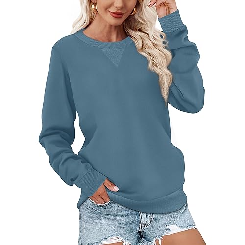 WIHOLL Women's Crew Neck Sweatshirt Long Sleeve Pullover Tops Casual Fall Clothes