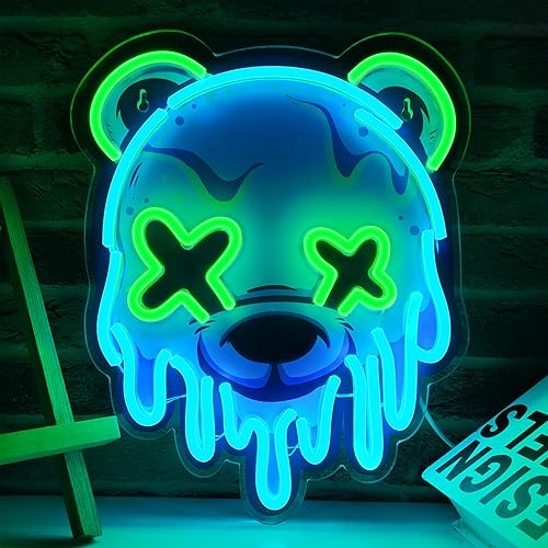 Letrero de neón de oso de hielo, letrero LED genial para decoración de pared, alimentado por USB, luz LED de oso de anime de brillo ajustable para disponible en Yaxa Costa Rica