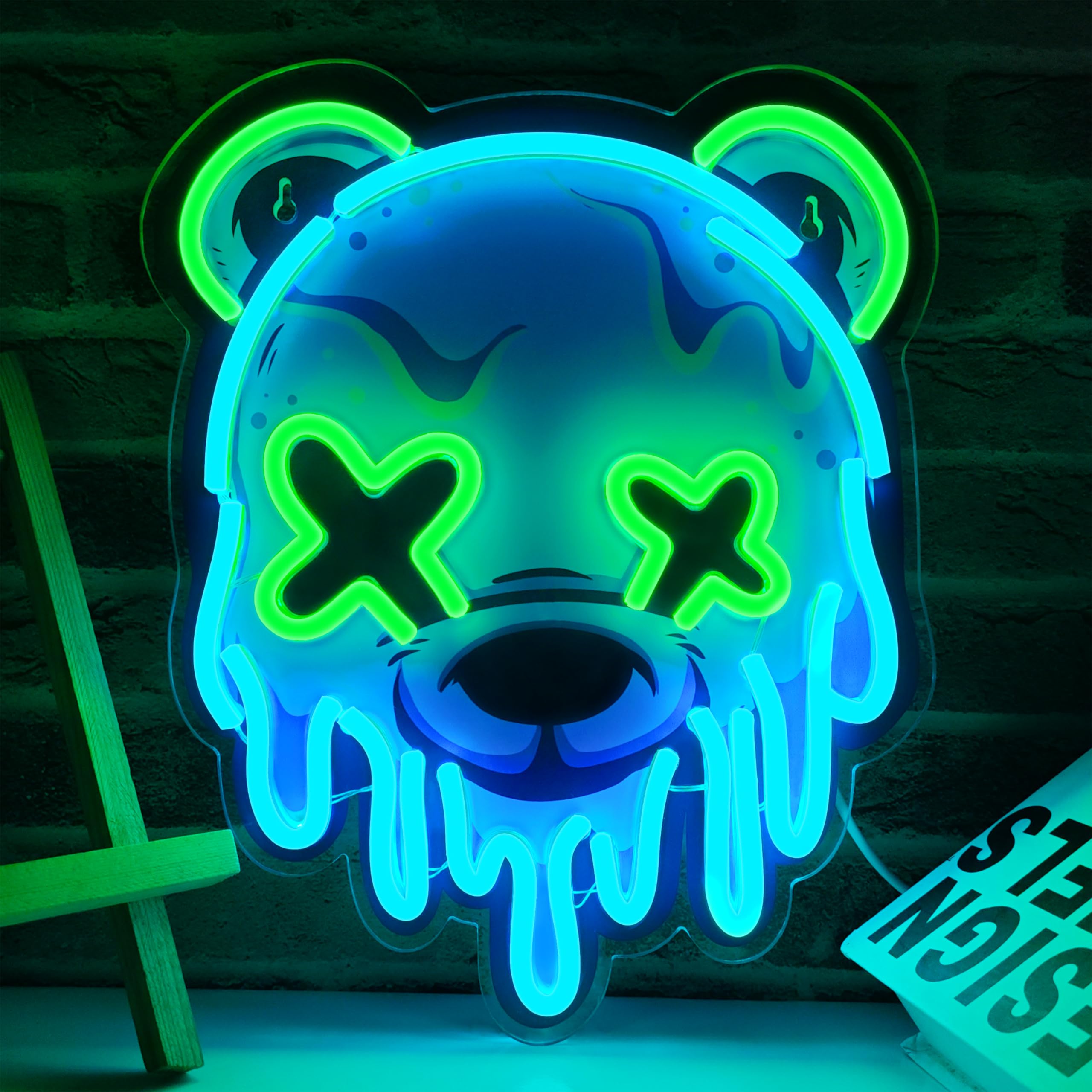 Ice Bear Neon Sign, Cool Led Sign for Wall Decor – Usb Powered, Adjustable Brightness Anime Bear Led Light for Bedroom, Bar, Pub, Party, Man Cave Decor, Unique Gift for Teenage Boys