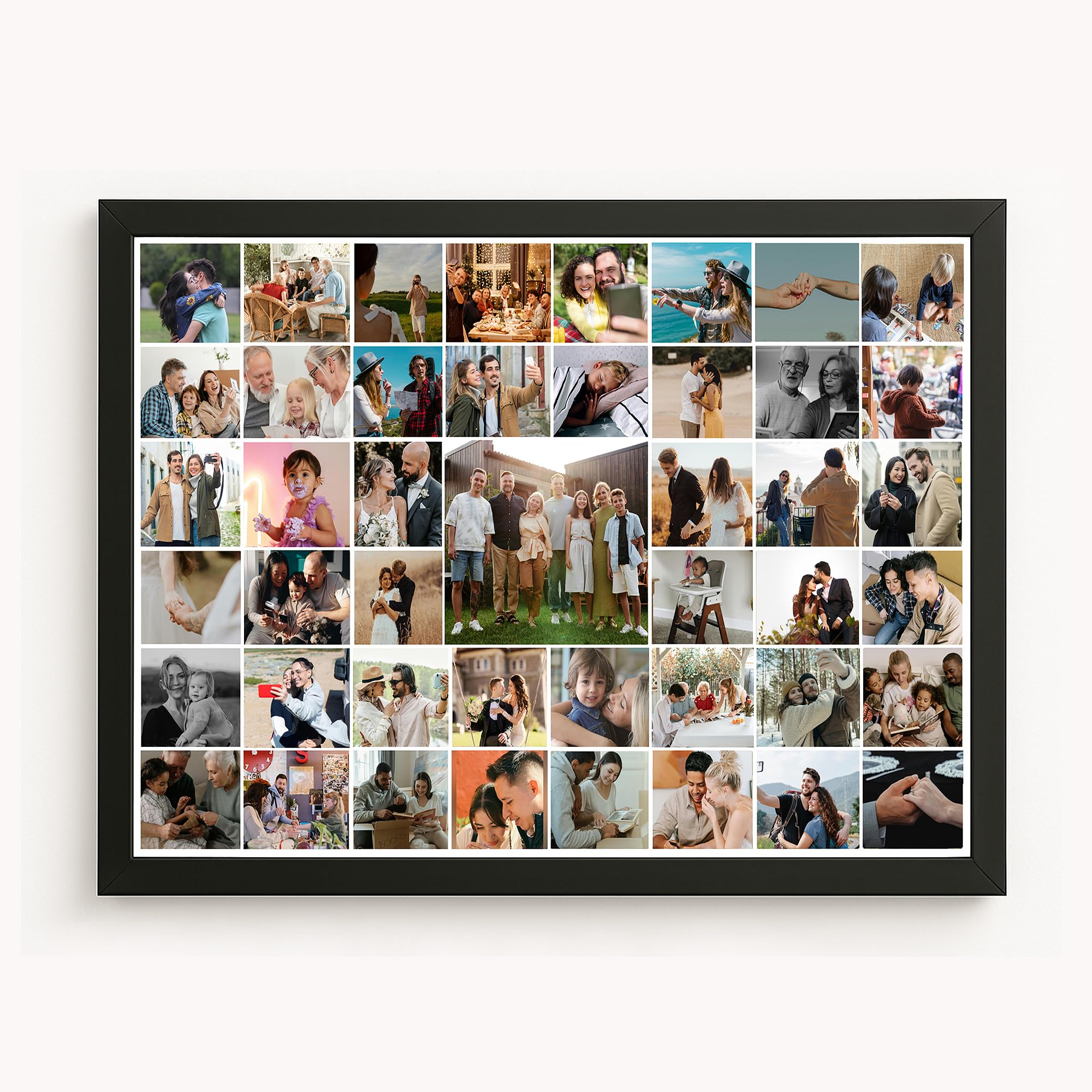 One Pinch Customised Photo Collage Frame for Birthday, Anniversary, Wedding Gift, Personalized Collage Gift, Wall Photo Frame (16x20) - Wood, Black, Rectangular