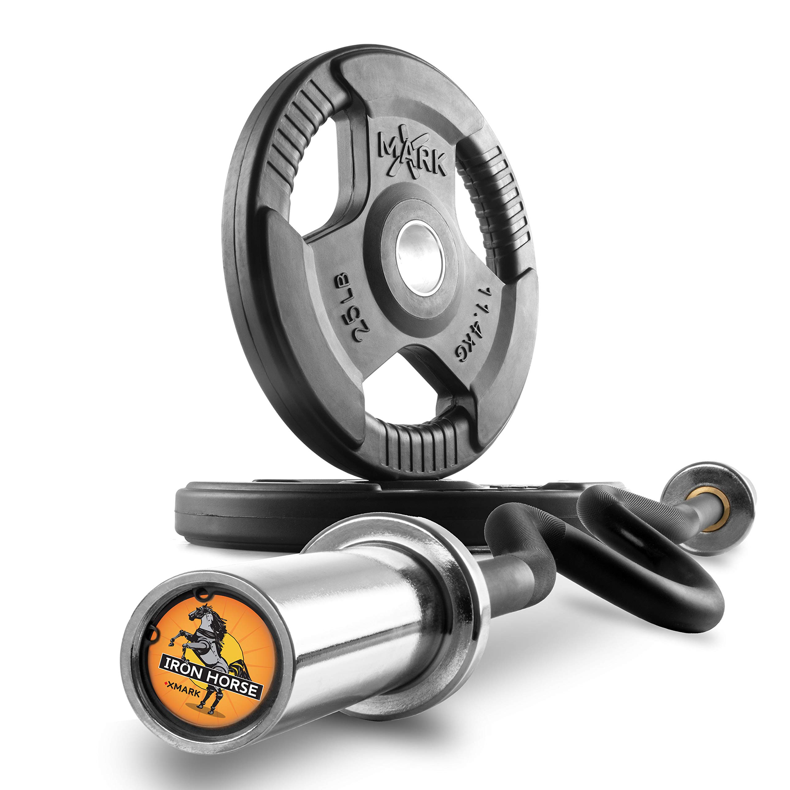Buy XMark Olympic Bar Curl Bar with Weights Offer, Olympic Weights Pair