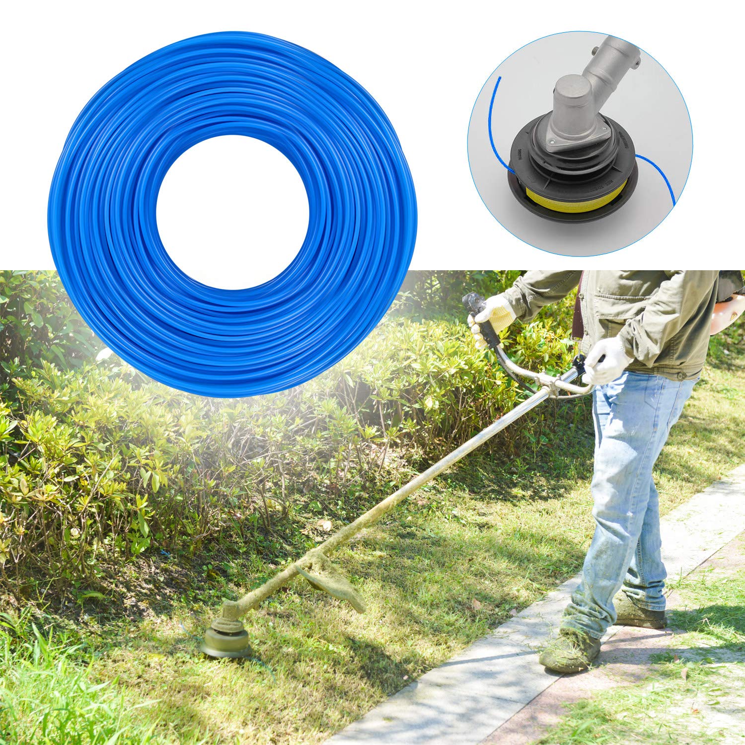 Rasentrimmerfaden 1,6 Mm X 100 M – Blaue Nylonschnur, Für Elektrische Trimmer & Gartengeräte