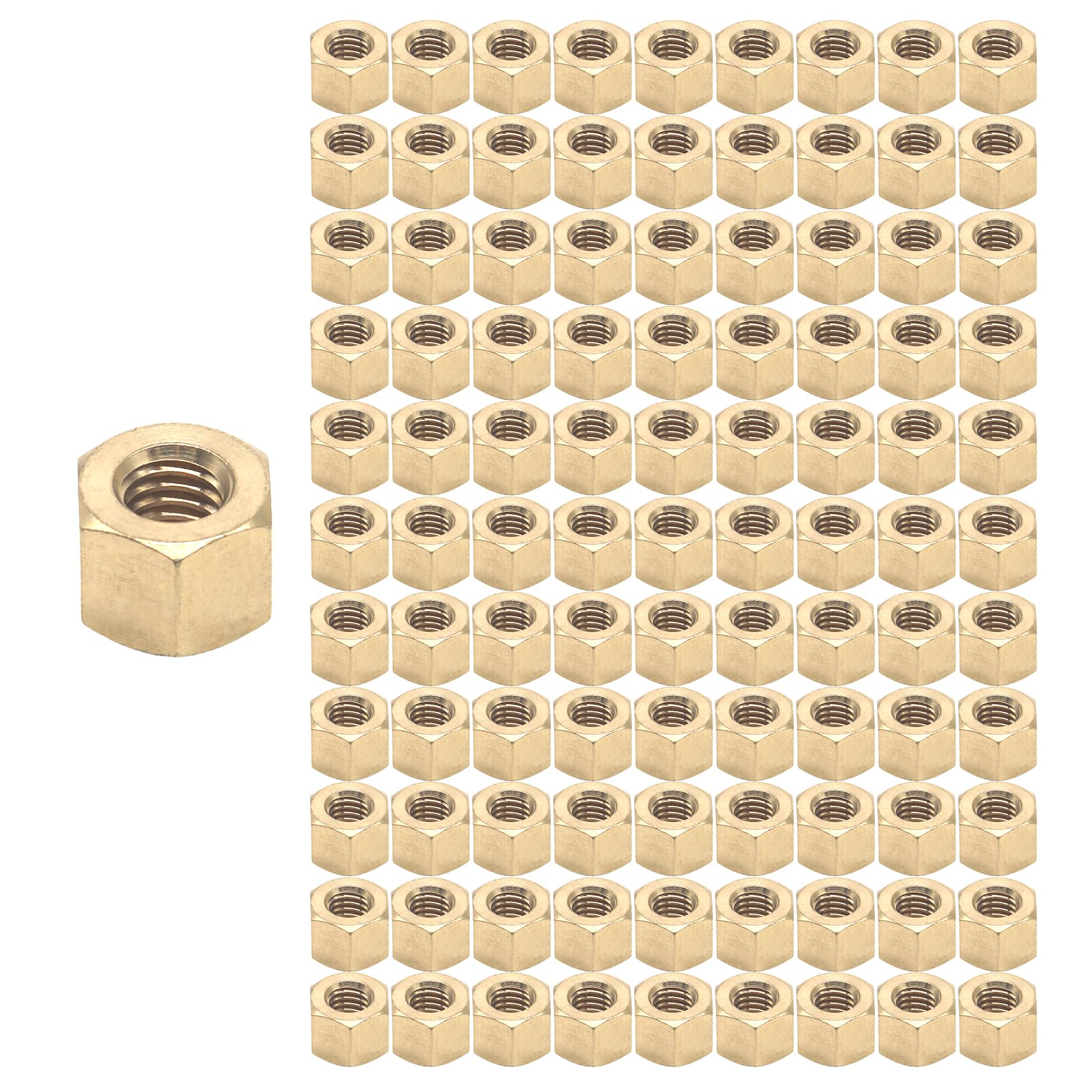 HFS(R) Thread Hex Nuts 3/8"-16, Solid Brass Hex Nut (100PCS/Pack)
