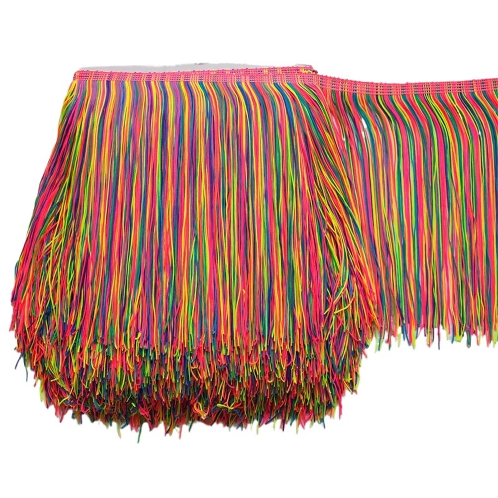Flecos de Borla Borla de poliéster Colorida de 5 Yardas, Cinta for Ajuste, cordón, Costura, Vestido Latino, Accesorios de Cortina for Ropa de Escenario(20cm Wide)